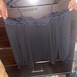 Black off shoulder long sleeve top